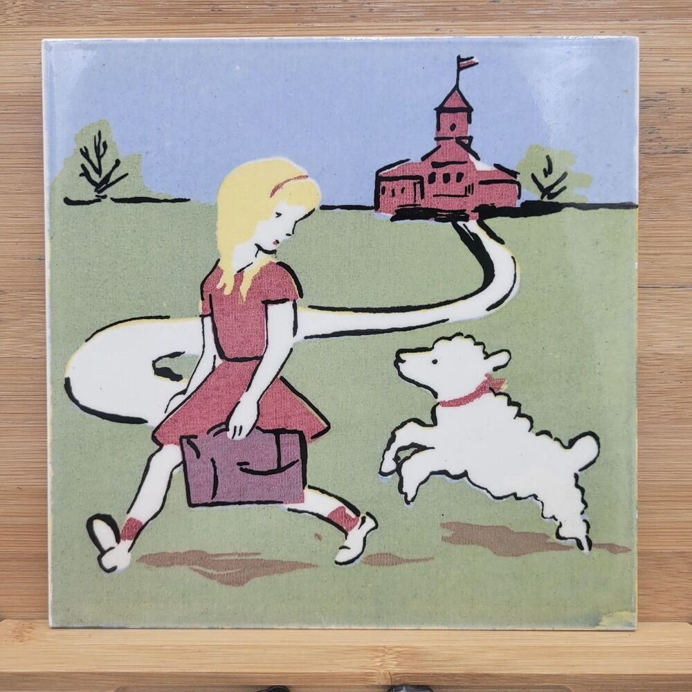 Thynne Nursery Rhyme Tiles Mary Had a Little Lamb 6 x 6 England Hand Painted